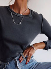 Load image into Gallery viewer, Fashion Tight Round Neck Open Knit Top