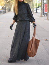 Load image into Gallery viewer, High Neck Top and Long Skirt Knit Suit