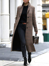 Load image into Gallery viewer, Brown Plaid Retro Street Shot Women's Coat