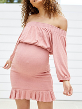 Load image into Gallery viewer, Casual Off-Shoulder Maternity Dress
