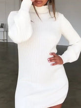 Load image into Gallery viewer, High Neck Slim Knitted Sweater Dress