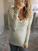Load image into Gallery viewer, Striped V-Neck Thin Maternity Tops