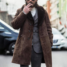 Load image into Gallery viewer, Dark Brown Lapel And Velvet Warm Men's Coat