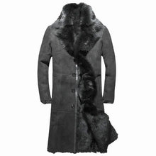 Load image into Gallery viewer, Black Long Mens Leather Jacket Winter