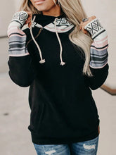 Load image into Gallery viewer, Colorblock Ethnic Sports Hood Women's Tops