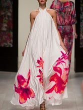Load image into Gallery viewer, Sleeveless Halter Neck Swing Print Women's Casual Dress