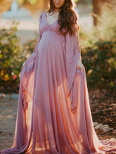 Load image into Gallery viewer, Maternity V-Neck Long Flared Sleeve Chiffon Photography Gown