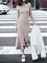 Load image into Gallery viewer, High Neck Knitted Slim Dress