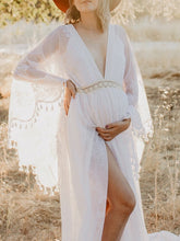 Load image into Gallery viewer, Maternity Sexy Deep V Backless Trailing Lace Split Maxi Dress