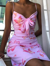 Load image into Gallery viewer, Women's Sexy Print Knotted Suspender Dress