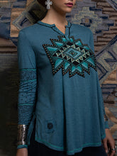 Load image into Gallery viewer, V-Neck Long-Sleeved Printed Casual Top