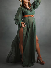 Load image into Gallery viewer, Maternity Sexy V-Neck Polka Dot Split Photography Dress