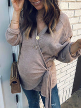 Load image into Gallery viewer, Maternity Casual And Comfortable Solid Color Knitted V-Neck Long-Sleeved Top