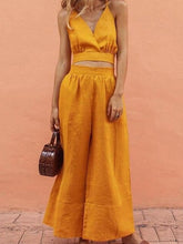 Load image into Gallery viewer, Two-Piece Tube Top Linen Vest Women's Suit