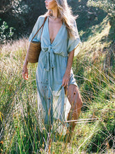 Load image into Gallery viewer, Deep V-Neck Cotton And Linen Breathable Women's Dress