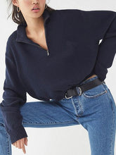 Load image into Gallery viewer, Fashion High Neck Zipper Solid Color Knitted Top