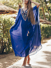 Load image into Gallery viewer, Chiffon Print Tie Band Loose Leisure Holiday Dress