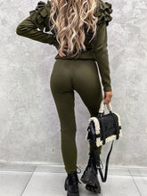Load image into Gallery viewer, Fashion Knitted Ruffled Long Sleeves and Pants Suit