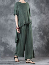 Load image into Gallery viewer, Cotton Linen Stripes Loose Leisure Women's Suit