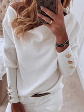 Load image into Gallery viewer, Button Dew Shoulder T Shirt