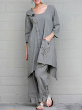 Load image into Gallery viewer, Cotton And Linen Long Round Neck Women's Suits