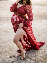 Load image into Gallery viewer, Net Yarn V-Neck Maternity Dresses