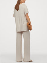 Load image into Gallery viewer, Women's Casual Rib Knit Short Sleeve Suit