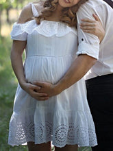 Load image into Gallery viewer, Maternity Sexy Strapless Cutout Ruffled Suspender Short Dress