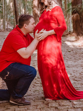 Load image into Gallery viewer, Slim Long-Sleeved Cotton Photo Maternity Dress