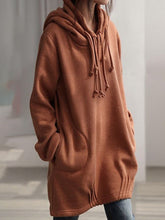 Load image into Gallery viewer, Drawstring Mid-length Slot Pocket Hoodie