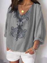 Load image into Gallery viewer, Women's Print V Neck Casual Cotton Shirts and Shorts Suit