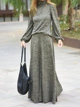 Load image into Gallery viewer, High Neck Top and Long Skirt Knit Suit