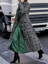 Load image into Gallery viewer, Ladies Simple Fashion Casual Zebra Pattern Warm Long Coat Jacket