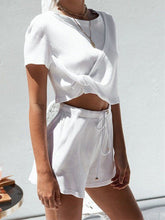 Load image into Gallery viewer, Fashion Cross Design Top and Shorts Suit