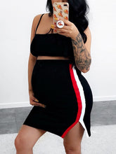 Load image into Gallery viewer, Maternity Sexy Sling Stripes Bodycon Dress