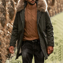 Load image into Gallery viewer, Green Zipper Fur Collar Men's Coats