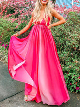 Load image into Gallery viewer, Maternity Fashion V-Neck Gradient Color Maxi Dress