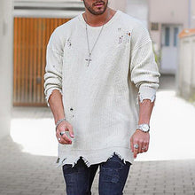 Load image into Gallery viewer, Fashion Autumn and Winter Distressed Round Neck Knitted Men's Sweater