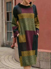 Load image into Gallery viewer, Autumn Round Neck Long Sleeve Color Matching Dress