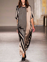 Load image into Gallery viewer, Ladies Vertical Stripe Round Neck Dress