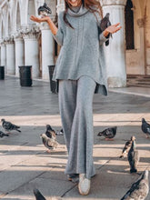 Load image into Gallery viewer, Simple Pure Color Long-sleeved Loose Knited Top and Trousers Women's Suit
