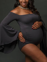 Load image into Gallery viewer, Flared Sleeves and One Shoulder Cotton Maternity Bodysuits