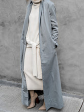 Load image into Gallery viewer, Blue Stand-Up Collar Super Long Women's Coats