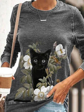 Load image into Gallery viewer, Comfy Long Sleeve Round Neck Pullover Printed Tops for Women