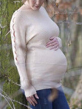 Load image into Gallery viewer, Maternity Casual Long Sleeve Hollow-Out Pullover Knit Top