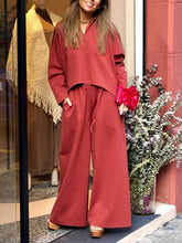 Load image into Gallery viewer, Hooded Sweater Wide Leg Pants Casual Suit
