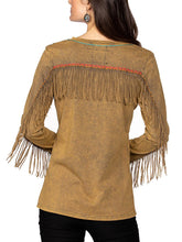 Load image into Gallery viewer, Women's Crew Neck Fringed Print Top