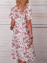 Load image into Gallery viewer, Round Neck Floral Short Sleeve Women's Casual Dress