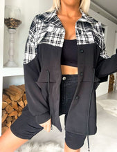 Load image into Gallery viewer, Colorblock Check Lace-up Lapel Jacket