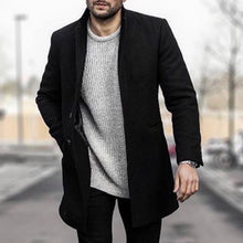 Load image into Gallery viewer, Men's Autumn and Winter Long Solid Color Woolen Coat